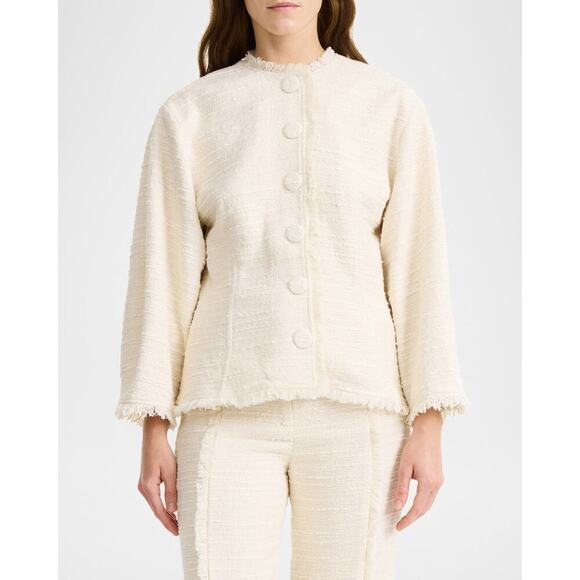 By Malene Birger Vascaya Fringed Bouclé Blazer Medium NWOT - Picture 9 of 12
